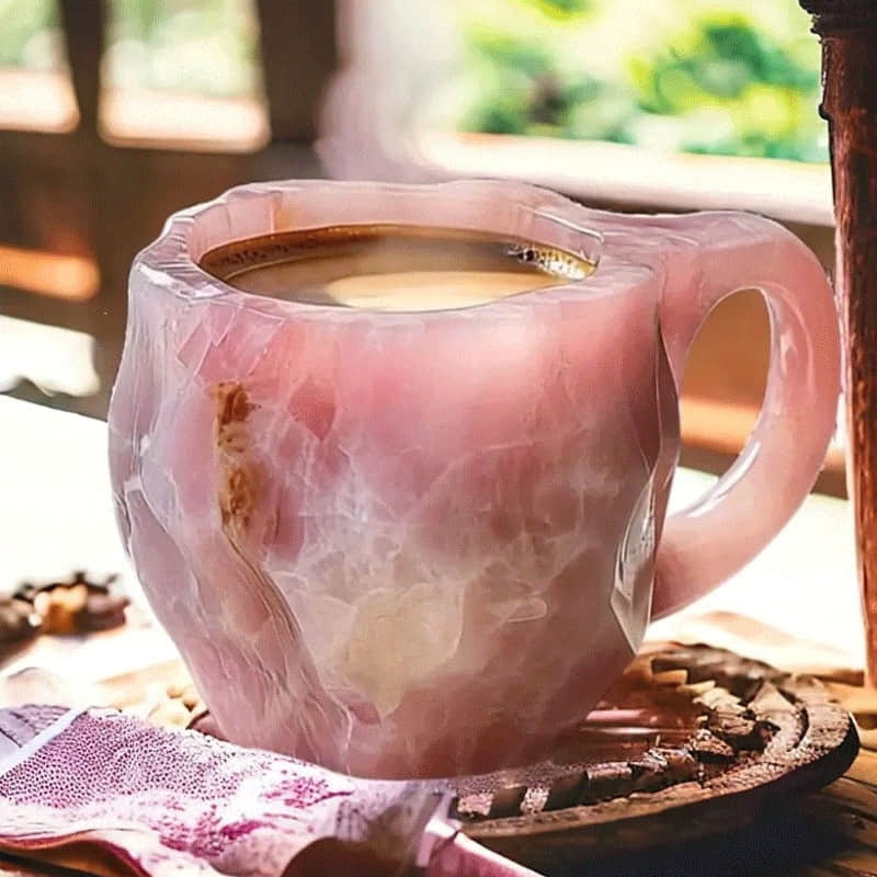 Coffee mug featuring decorative agate-inspired pattern