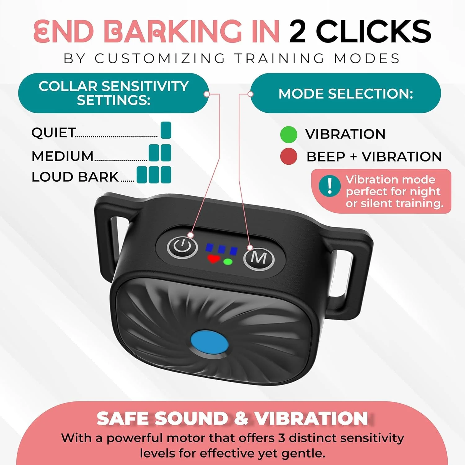 Small Dog Anti-Bark Collar Vibration and Sound Training Features - Image 6
