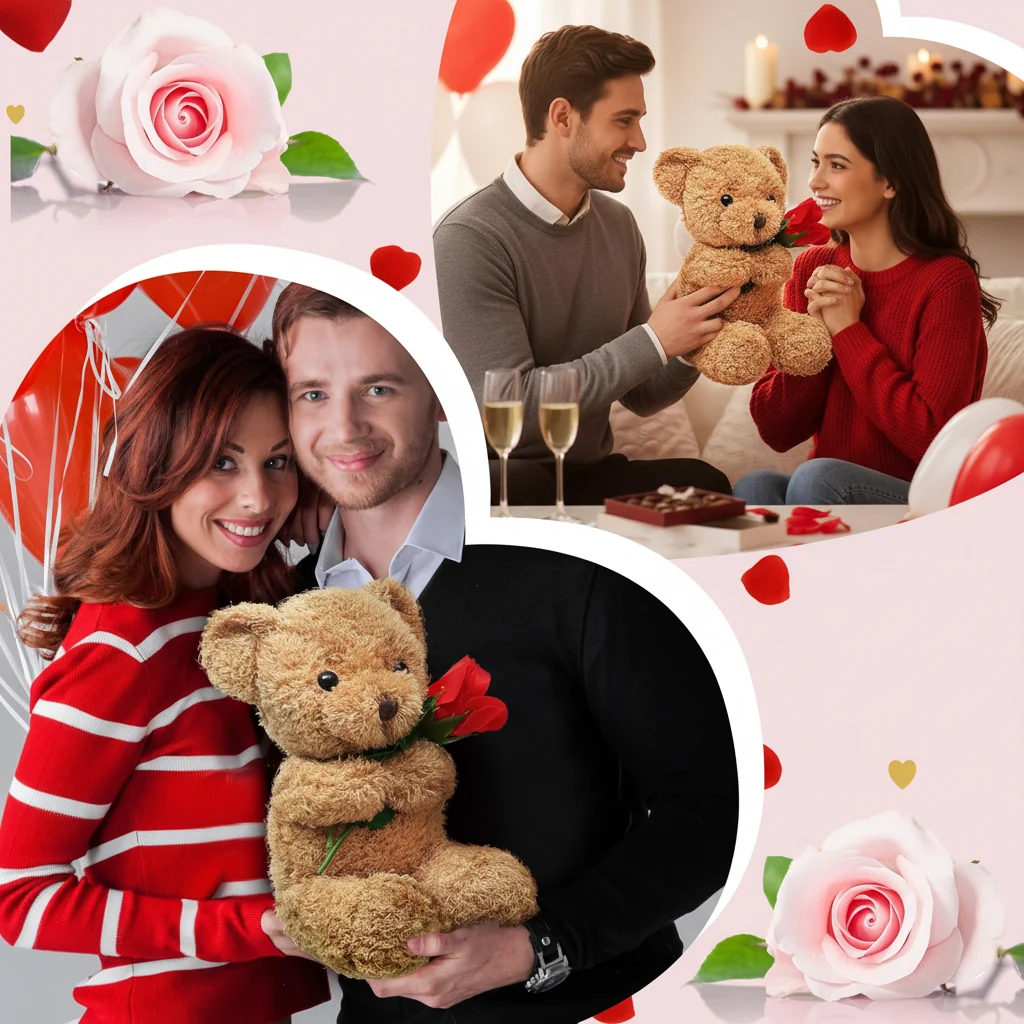 Stuffed Animal Plush Teddy Bear Cute Gift Rose Valentine - Image 2