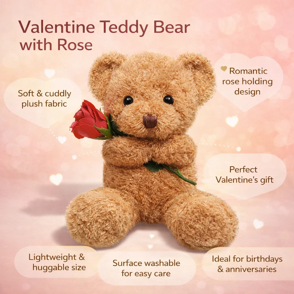 Stuffed Animal Plush Teddy Bear Cute Gift Rose Valentine - Image 3