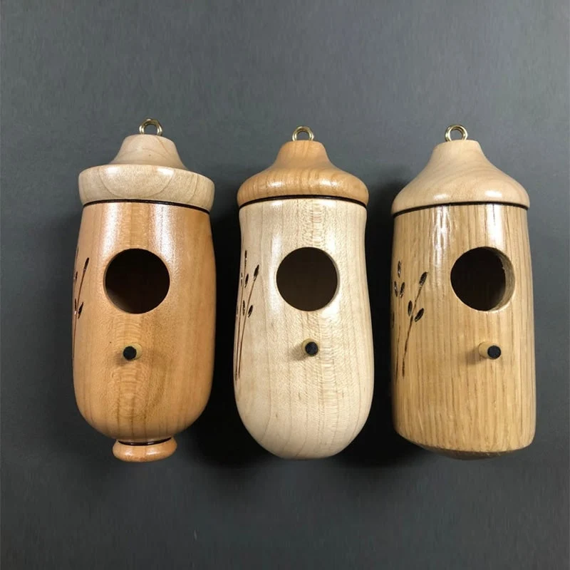 Wooden Hummingbird House Garden Decor Handcrafted Natural Design - Image 4
